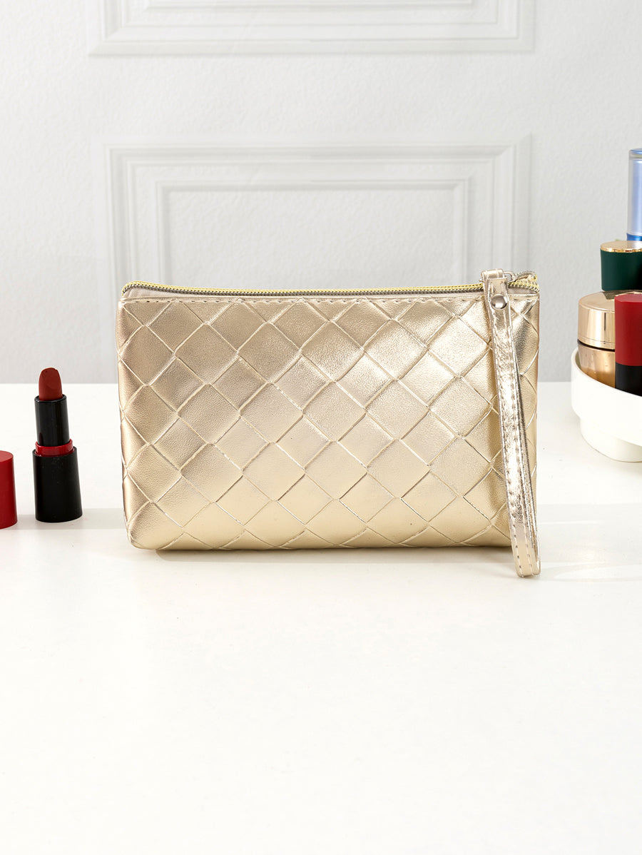 Metal-Colored Pu Leather Cosmetic Bag