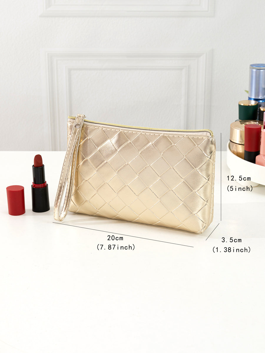 Metal-Colored Pu Leather Cosmetic Bag
