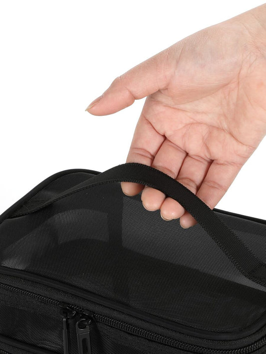 Shein Multifunction Black Mesh Large Capacity Double Layer