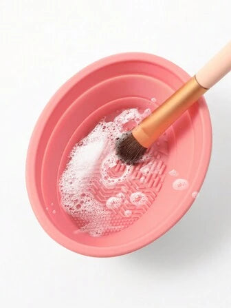 1pc Foldable Silicone Makeup Brush Cleaner Bowl