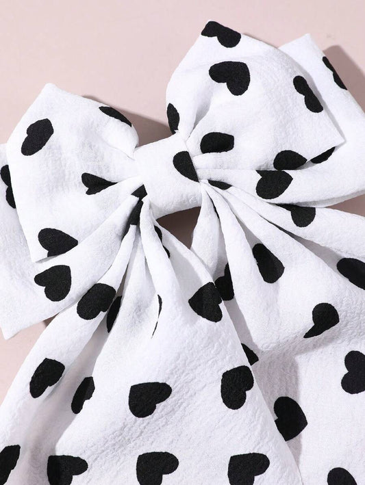 1pc Ladies' Hair Accessory Heart Printed Bow Ribbon