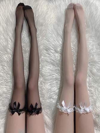 2 Pairs Black White Sexy Over knee Long Socks
