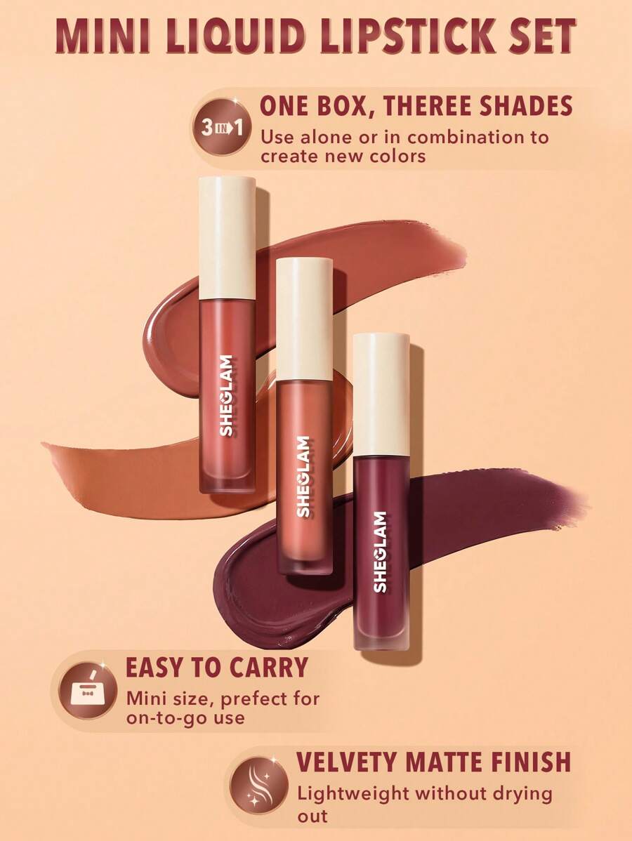SHEGLAM Matte Allure Mini Liquid Lipstick Set - Real Feel