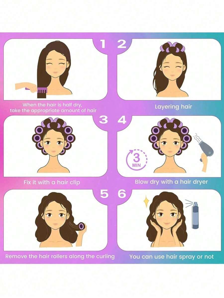 18pcs/Set Large Size Hair Rollers With Clips