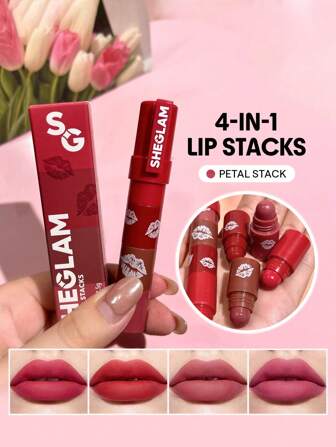 SHEGLAM Mega Lip Stacks-Pink-Petal Stack 4 In 1