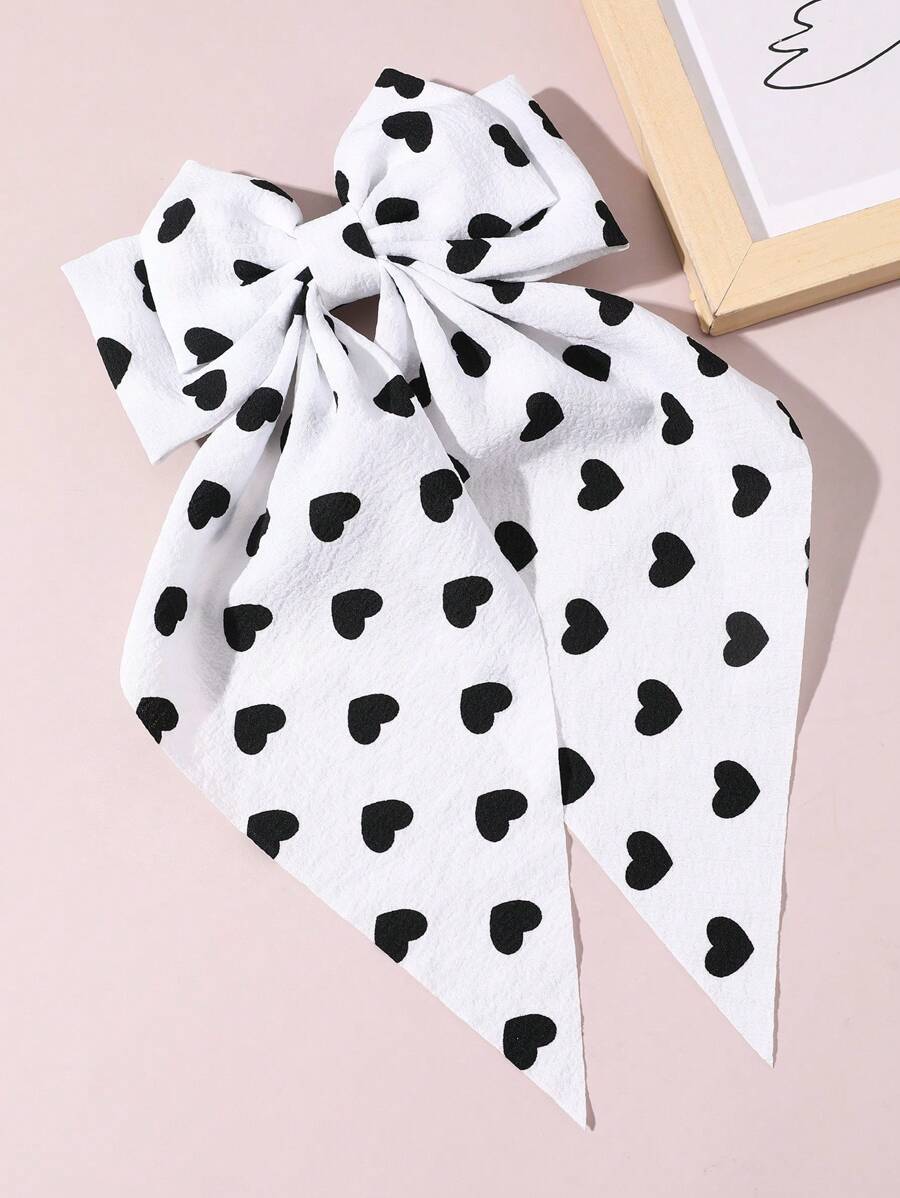 1pc Ladies' Hair Accessory Heart Printed Bow Ribbon