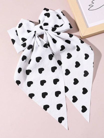 1pc Ladies' Hair Accessory Heart Printed Bow Ribbon