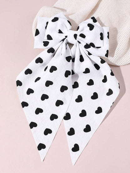 1pc Ladies' Hair Accessory Heart Printed Bow Ribbon