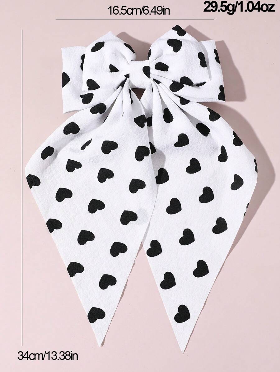 1pc Ladies' Hair Accessory Heart Printed Bow Ribbon