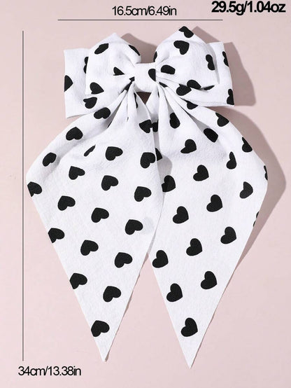 1pc Ladies' Hair Accessory Heart Printed Bow Ribbon